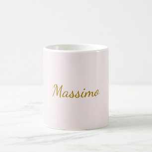 Caneca De Café Caligrafia Elegante Cor Dourada e Pastel Nome Simp
