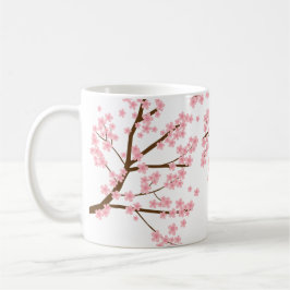 Caneca De Café Caligrafia elegante de cereja bonito floresce saku