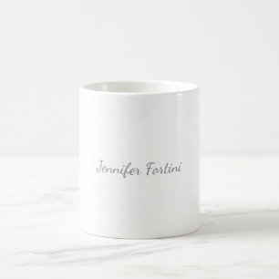 Caneca De Café Caligrafia Elegante Preto e Branco Simples