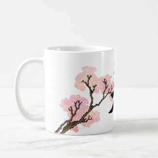 Caneca De Café Caligrafia japonesa "bi" & flores de cerejeira