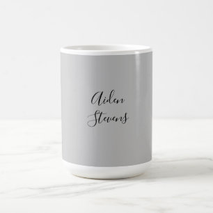 Caneca De Café Caligrafia Minimalista de Cinzas simples na moda