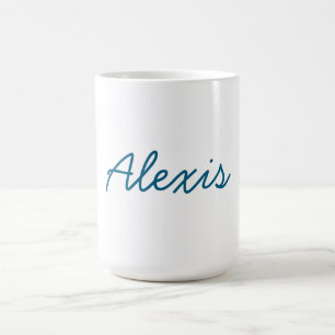 Caneca De Café Caligrafia Nome Script Simples Branco Azul