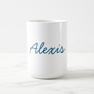 Caneca De Café Caligrafia Nome Script Simples Branco Azul
