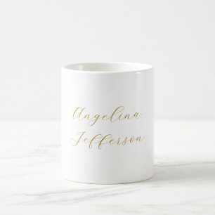 Caneca De Café Caligrafia Profissional Elegante Cor Dourada