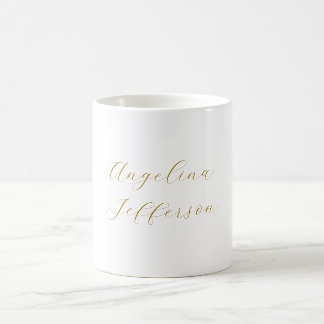 Caneca De Café Caligrafia Profissional Elegante Cor Dourada (Centro)