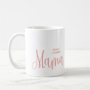 Caneca De Café Caligrafia rosa - Script Mama Letreiro Nomes de Cr