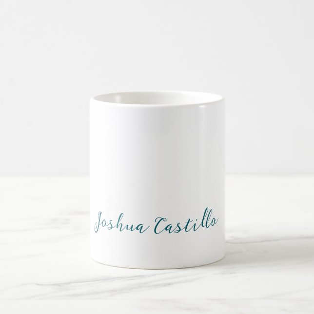 Caneca De Café Caligrafia Simples Simples Profissional Nome (Centro)