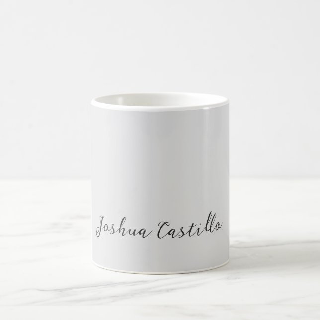 Caneca De Café Calligraphy Simple Grey Professional Name (Centro)