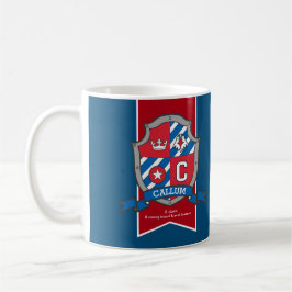 Caneca De Café Callum knight shield Red Blue name significa mug