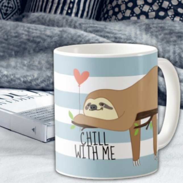 Caneca De Café Calma comigo, Dia de os namorados fofo (Chill with me quote design for Valentine's Day)