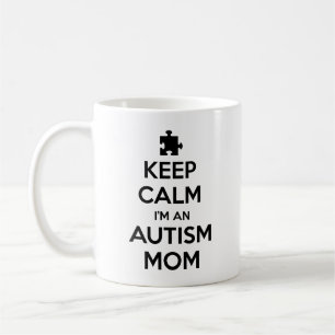 Caneca De Café Calma, sou um Autismo, mãe, café.