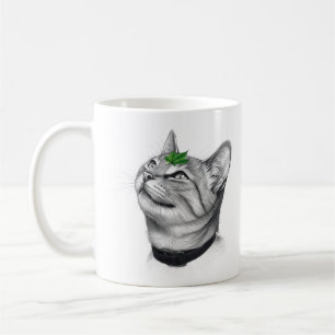 Caneca De Café Calmo Desenho Estético Minimalista Branco Folha de