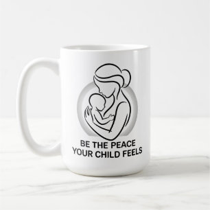 Caneca De Café Calmo Mantra Minimalista para Mãe e Bebê