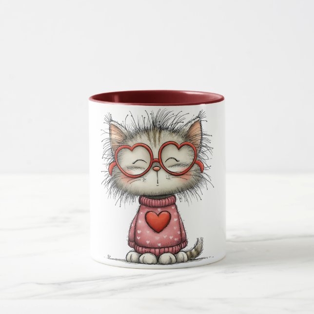 Caneca de café calorosa com gatinho sorridente (#2 (Centro)
