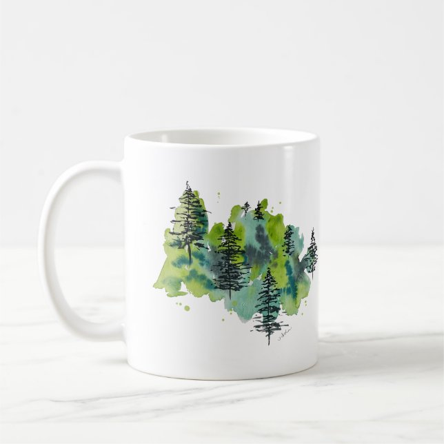 Caneca De Café Cama de Árvores Evergreen (Esquerda)