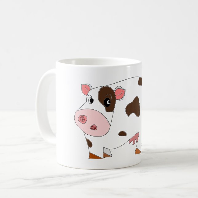 Caneca De Café Cama de Bebê com vaca feliz (Frente Esquerda)