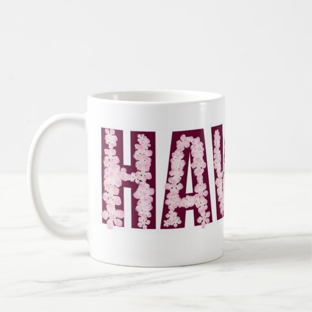Caneca De Café Cama de café de flor rosa do Havaí (Esquerda)