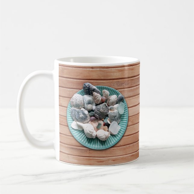 Caneca De Café Cama de café e canas de vidro marinho (Esquerda)