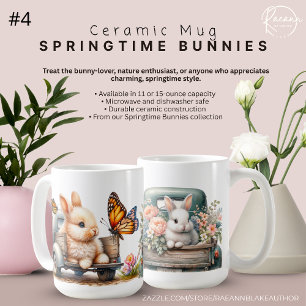 Caneca De Café Cama de cerâmica "Springtime Bunnies"