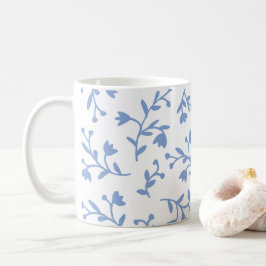 Caneca De Café Cama de chá clássico de flores azuis