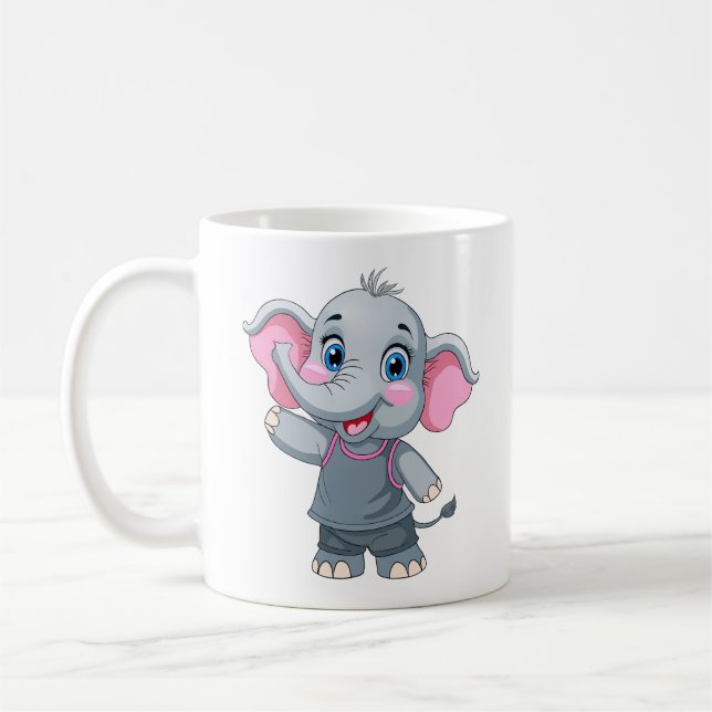 Caneca De Café Cama de Elefante de Bebê (Esquerda)