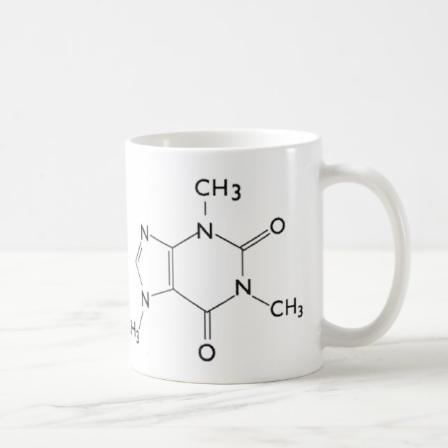 Caneca De Café Cama de estrutura química da cafeína (Direita)