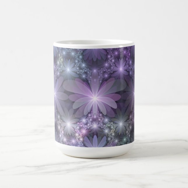 Caneca De Café Cama de Flores Arte Fractal Abstrato Moderno e Bri (Centro)