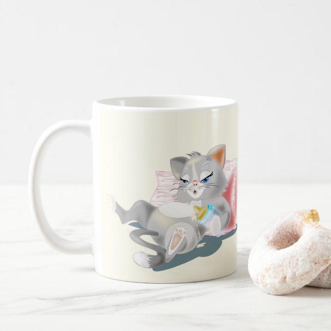 Caneca De Café Cama de Gato de Bebê Cinto - Personalizável (Com Donut)