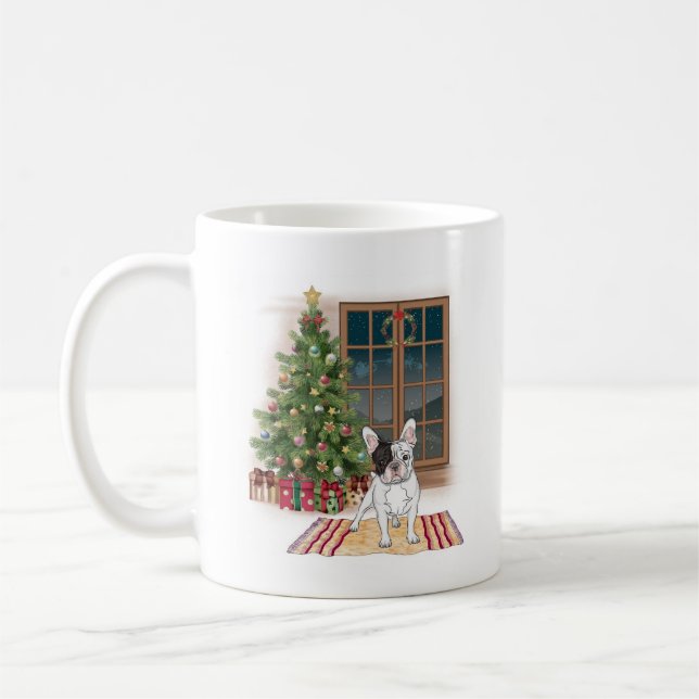 Caneca De Café Cama de Natal de Buldogue Francês (Esquerda)
