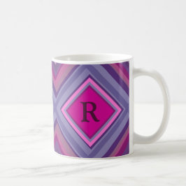 Caneca De Café Camada de Padrão de Diamante Rosa Púrpura Inicial 