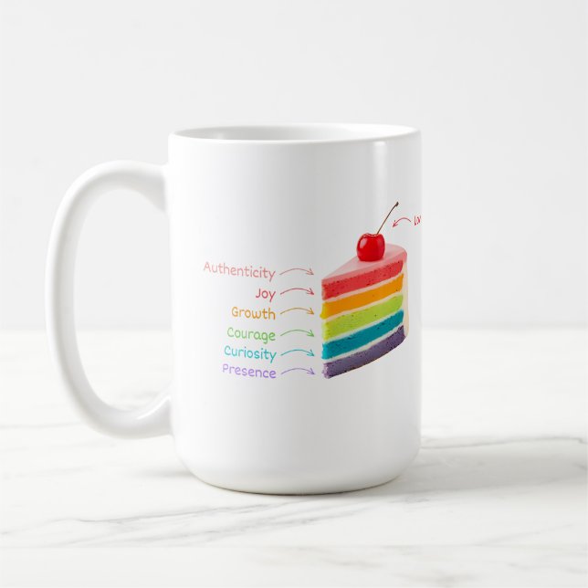 Caneca De Café Camadas de Vida - Bolo Arco-Íris de Crescimento e  (Esquerda)