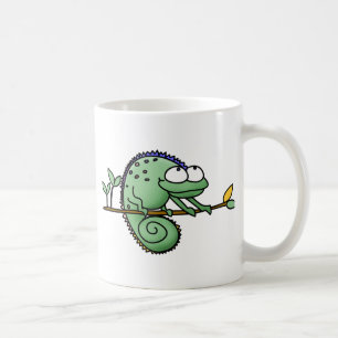 Caneca De Café Camaleão Desenho Animado Engraçado Verde Fofo