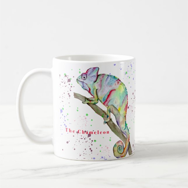 Caneca De Café Camaleão engraçado de aquarela (Esquerda)