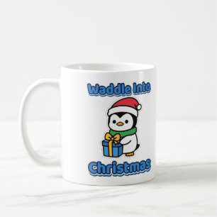 Caneca De Café Cambalear no Natal Pinguim Fofo Chapéu de Papai No