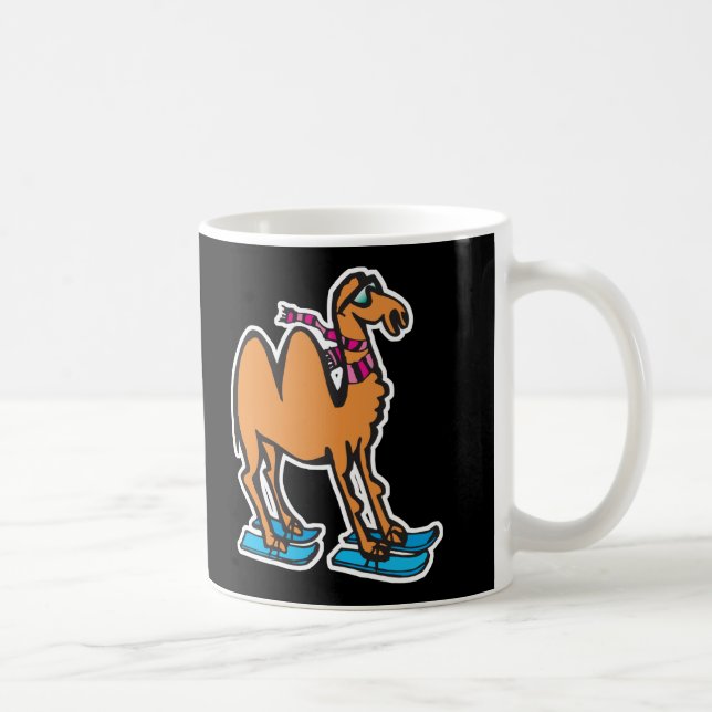 Caneca De Café camelo engraçado de esqui (Direita)