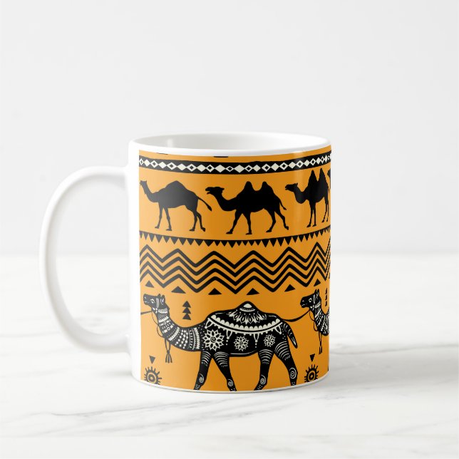 Caneca De Café Camelos Ilustração de Padrão Invisível Design. (Esquerda)