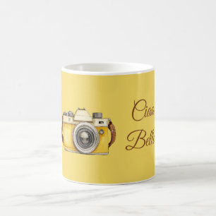 Caneca De Café Câmera Amarela Ciao Bella
