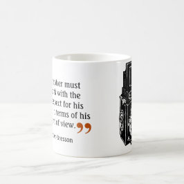 Caneca De Café Câmera de 8 lentes duplas com citação de fotógrafo