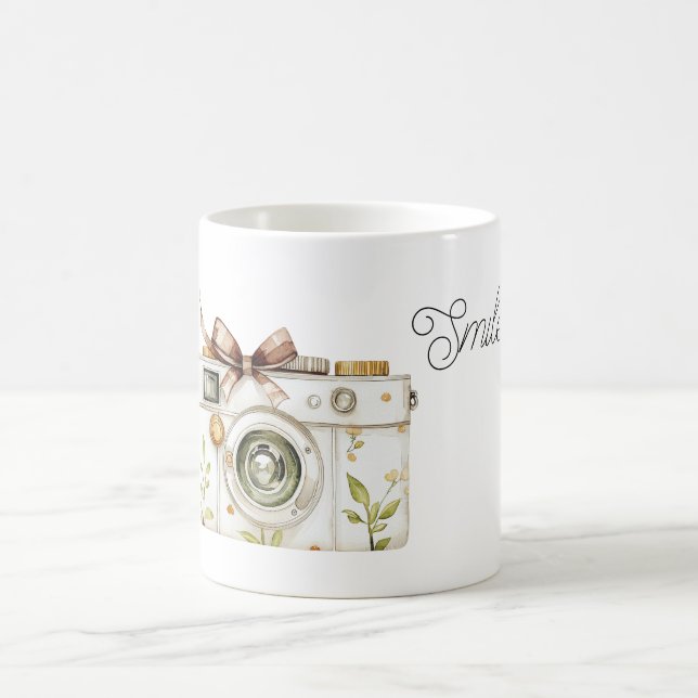 Caneca De Café Câmera Flores Amarelas Laço (Centro)