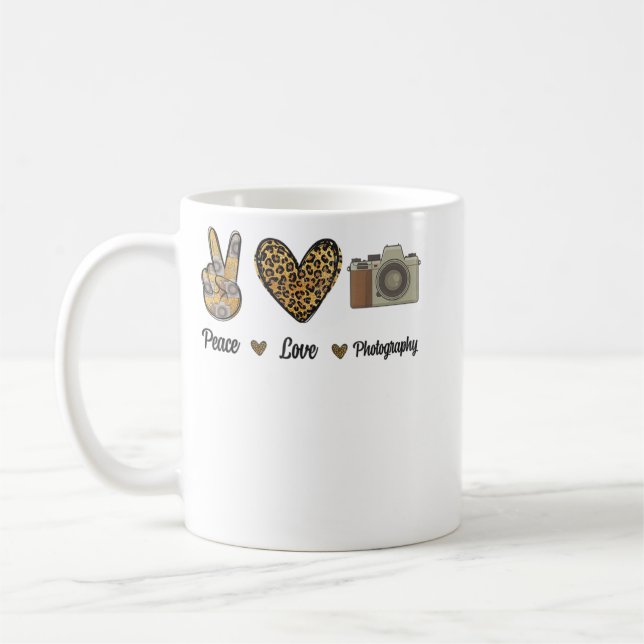 Caneca De Café Câmera Fotográfica Peace Love Cameram (Esquerda)