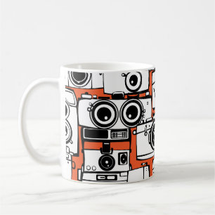 Caneca De Café Câmeras Vintage, padrão perfeito.