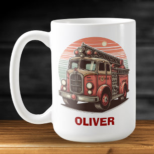 Caneca De Café Camião de Bombeiros Vintage Charmoso ao Pôr do Sol
