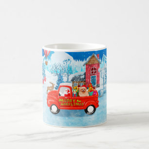 Caneca De Café Camião de Entrega de Natal do Cão Pomerânia Neve
