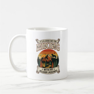 Caneca De Café Caminhada Cão Laekenois Belga Montanha Pôr do sol 