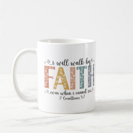 Caneca De Café Caminhada Cristã Boho Versículo Bíblico Floral