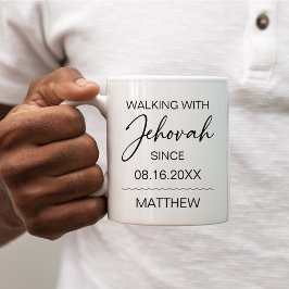 Caneca De Café Caminhando com Jeová Desde Preto e Branco