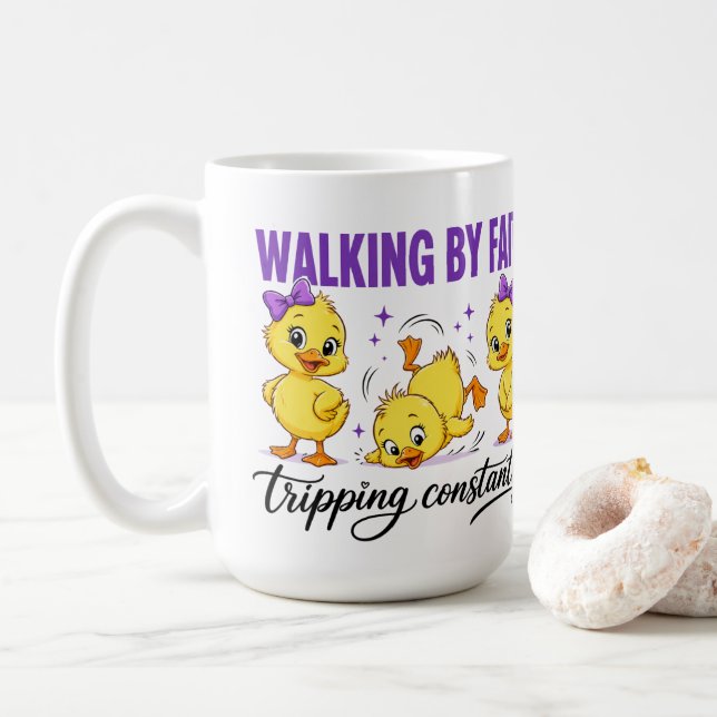 Caneca de Café Caminhando pela Fé (Com Donut)