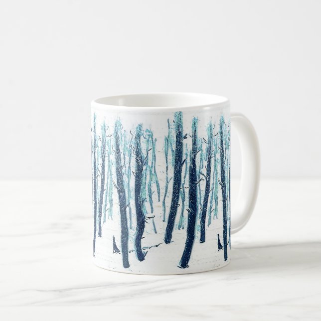 Caneca De Café Caminhando pela Floresta de Neve (Frente Esquerda)