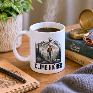 Caneca De Café Caminhante de Montanha Suba Mais Alto 