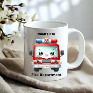 Caneca De Café Caminhão de bombeiros colorido pronto para ação!